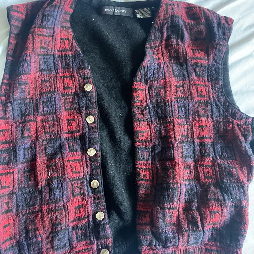 Vintage Jhane Barnes Wool Geometric Sweater  Vest Size M